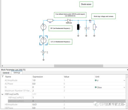 cst微波混频电路 --- 频线任务，谐波平衡（harmonic balance）